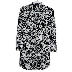 THE LIMITED Ashton black & white full button long shirt dress women's size S